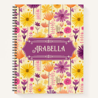 Arabella Cascading Modern Floral Pattern Deluxe Notebook