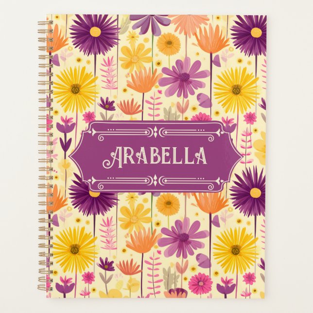Arabella Cascading Modern Floral Pattern Planner (Front)