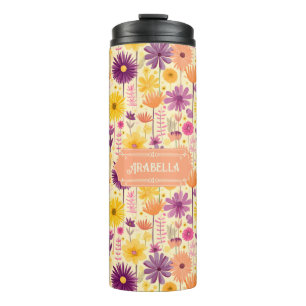 Arabella Cascading Modern Floral Pattern Thermal Tumbler