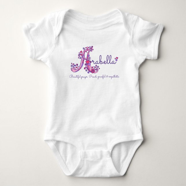 Arabella girls name & meaning A monogram romper Baby Bodysuit (Front)