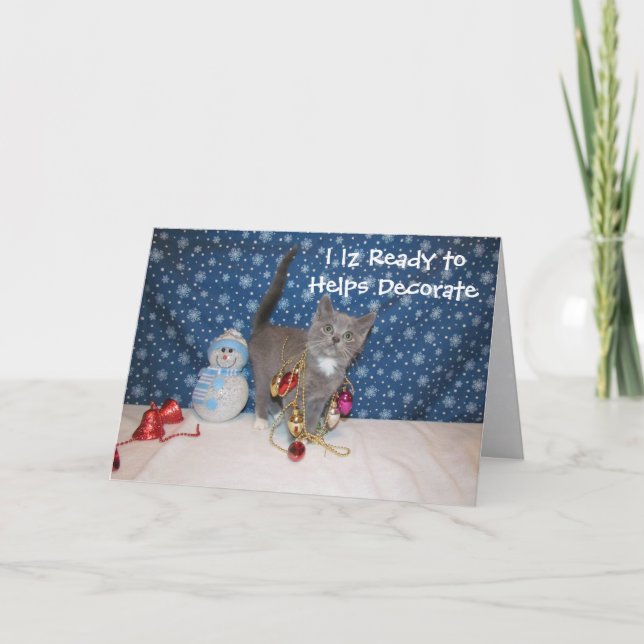 Arabella the Cat - White Christmas Holiday Card (Front)