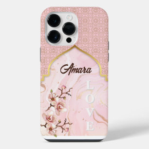 Arabesque Arch Blush Marble & Gold iPhone 14 Pro Max Case