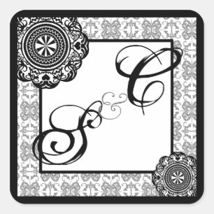 Arabesque Black Lace, monogrammed souvenir sticker