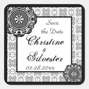 Arabesque Black Lace, save the date stickers