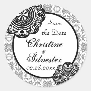Arabesque Black Lace, save the date stickers