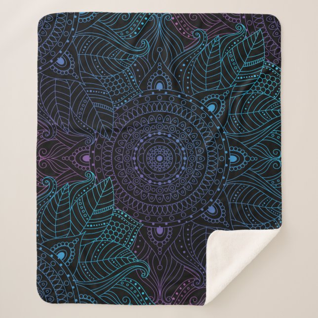 Arabesque Bliss: Oriental Mandala Magic Sherpa Blanket (Front)
