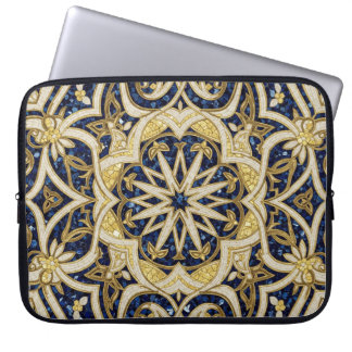 arabesque blue mosaic laptop sleeve