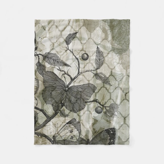Arabesque Butterflies I Fleece Blanket (Front)