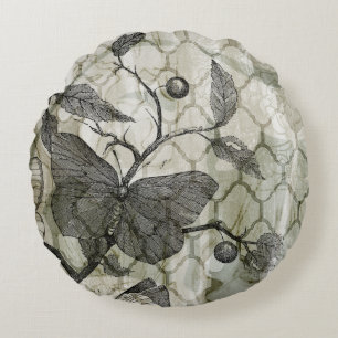 Arabesque Butterflies I Round Cushion