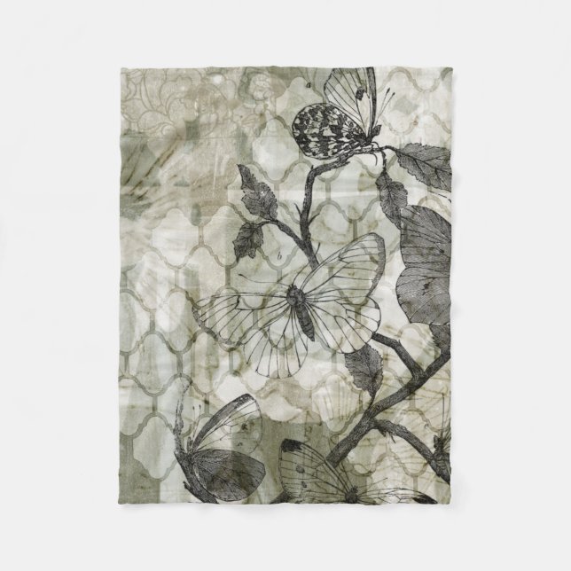 Arabesque Butterflies II Fleece Blanket (Front)