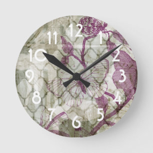 Arabesque Butterflies IV Round Clock