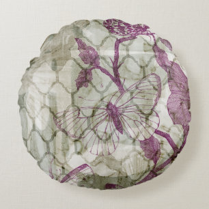 Arabesque Butterflies IV Round Cushion