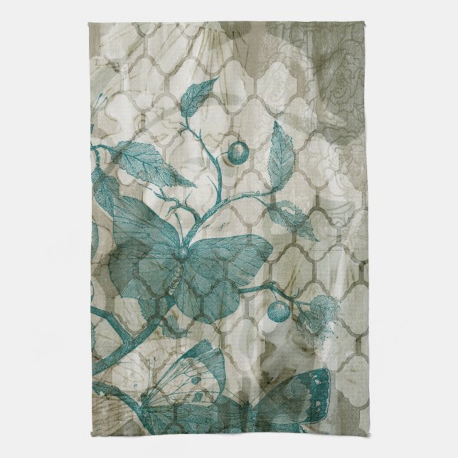 Arabesque Butterflies V Tea Towel (Vertical)