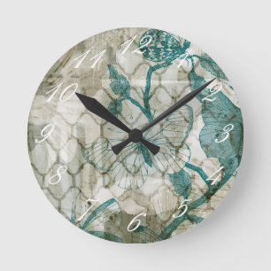 Arabesque Butterflies VI Round Clock