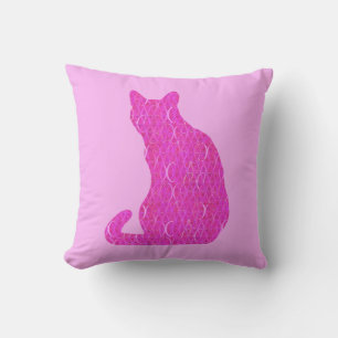 Arabesque Cat - fuschia, hot pink Cushion
