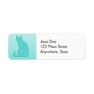 Arabesque Cat - shades of turquoise Return Address Label