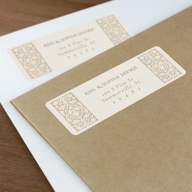 Arabesque Cream islamic Return Address Labels (Creator Uploaded)
