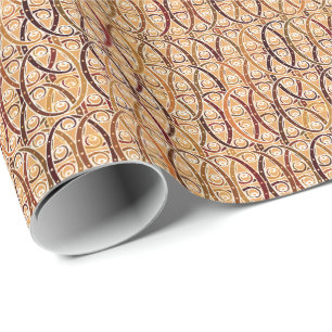 Arabesque damask - brown and camel tan wrapping paper