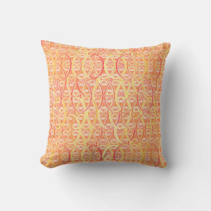 Arabesque damask - orange and saffron yellow cushion