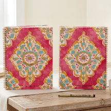 Arabesque Damask Pink Gold Medallion Monogrammed