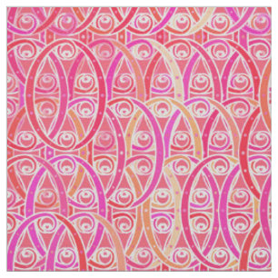 Arabesque damask - shades of coral pink fabric