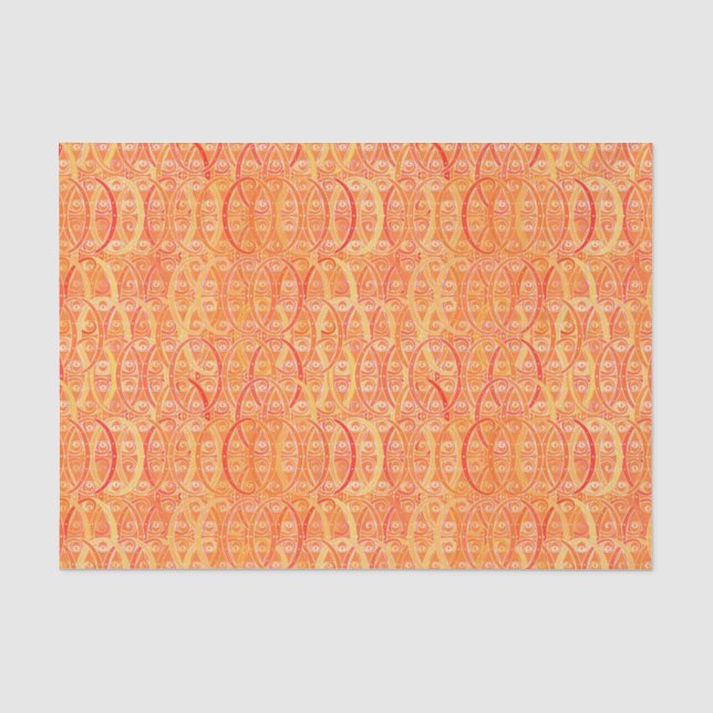 Arabesque damask - soft orange and coral tissue paper (Front)