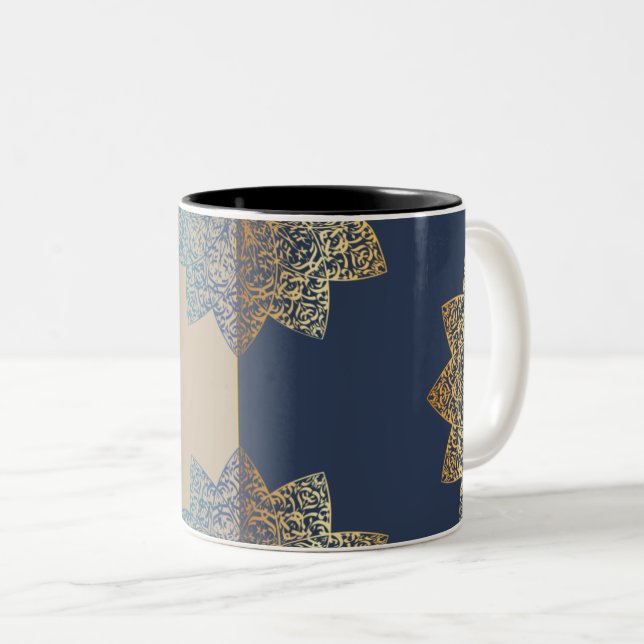 arabesque design Two-Tone coffee mug (Front Right)
