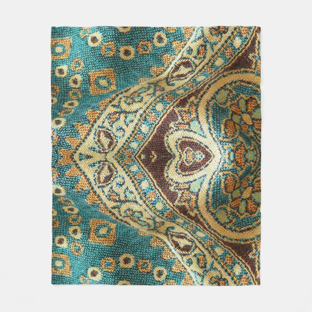 Arabesque Fabric: Arabic Oriental Design Fleece Blanket (Front)