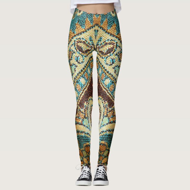 Arabesque Fabric: Arabic Oriental Design Leggings (Front)