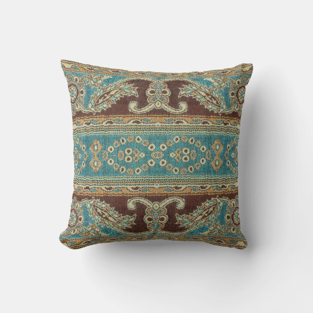 Arabesque Fabric Paisley Oriental Design Cushion (Front)