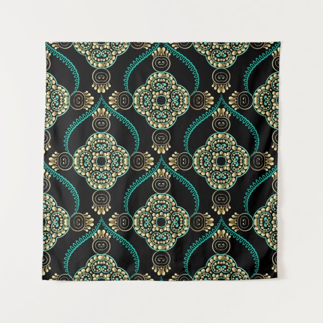 Arabesque Floral, Vintage Elegance Pattern. Tapestry (Front)