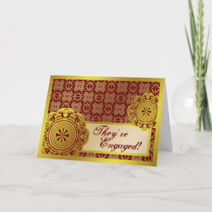 Arabesque Gold Lace, engagement announcement card