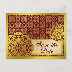 Arabesque Gold Lace, save the date postcard