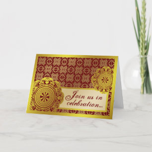 Arabesque Gold Lace, wedding invitation card