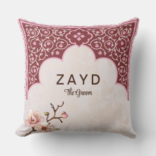 Arabesque Groom's Cushion – Maroon Floral Arch