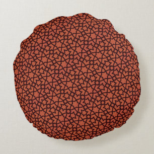 Arabesque in Rust and Black Round Cushion