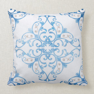 Arabesque in watercolor blue cushion