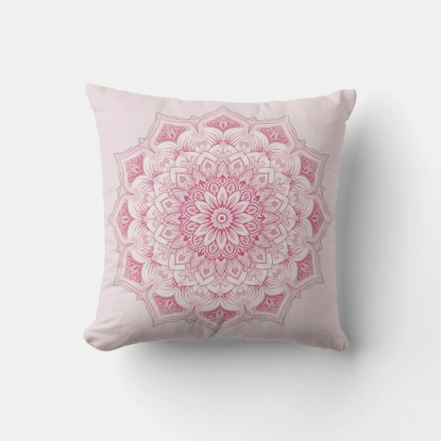 Arabesque Mandala Pillow – Pink Geometric Decorati (Front)