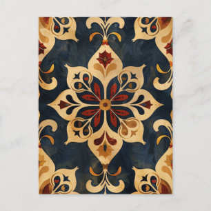 Arabesque Ornamental Pattern Gold and Dark Tones Postcard