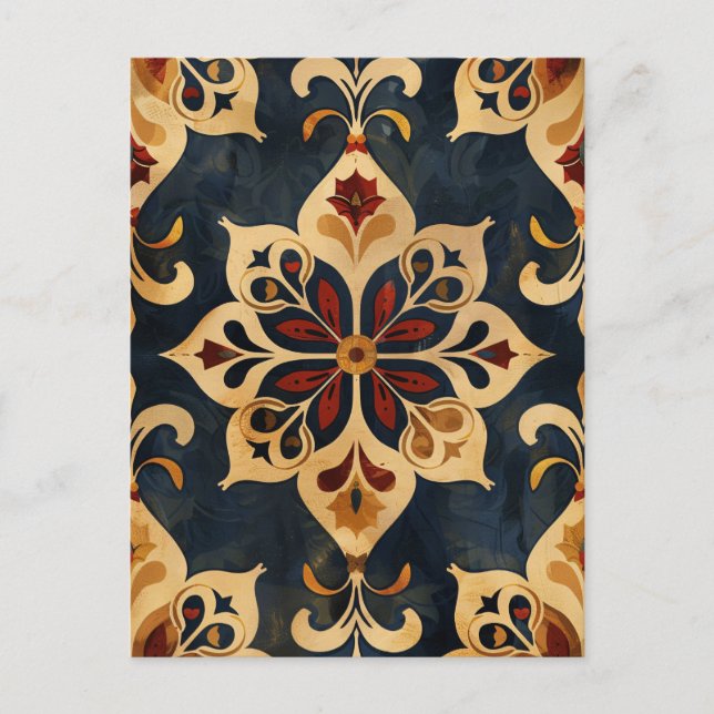Arabesque Ornamental Pattern Gold and Dark Tones Postcard (Front)