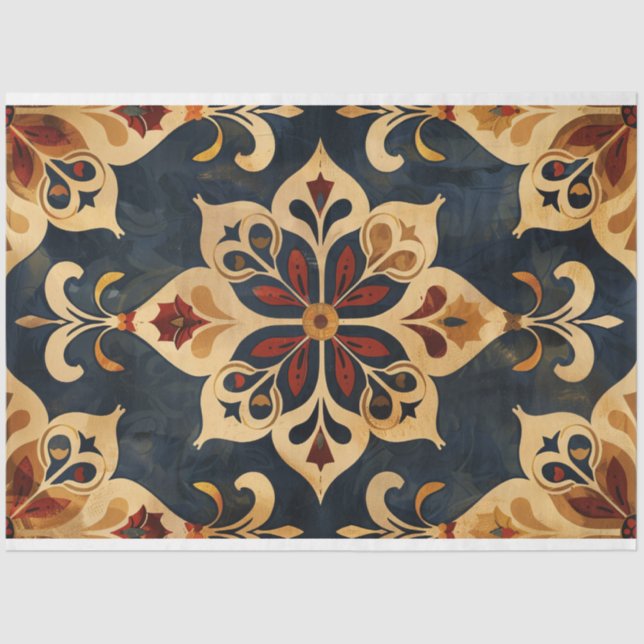 Arabesque Ornamental Pattern Gold and Dark Tones Tissue Paper (Front)