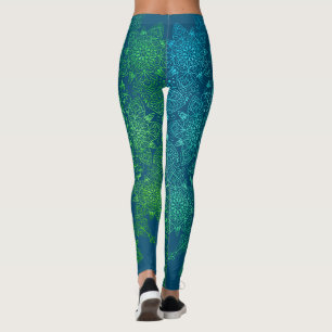 Arabesque Pattern Green Grande × Bluebase Leggings