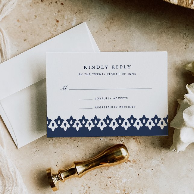 Arabesque RSVP Card | Navy (Creator Uploaded)