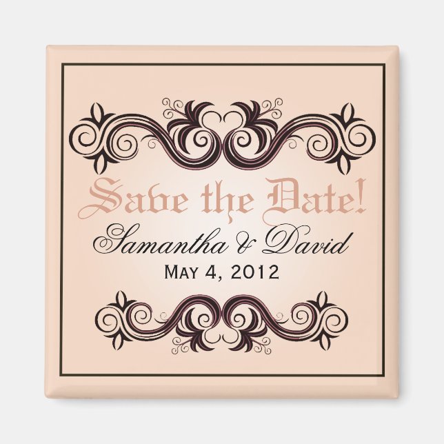 Arabesque Save the Date (blush pink) Magnet (Front)