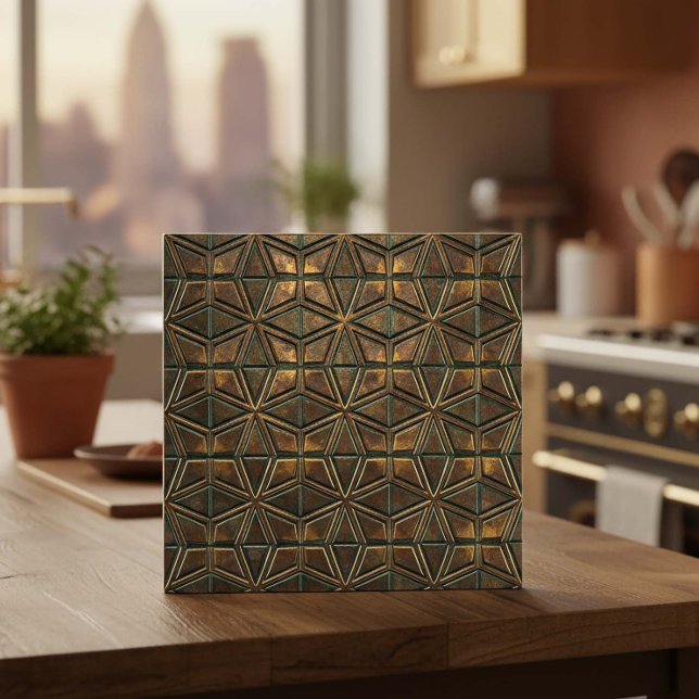 Arabesque Starburst: Oxidised Bronze #11 ID1227 Ceramic Tile (Creator Uploaded)