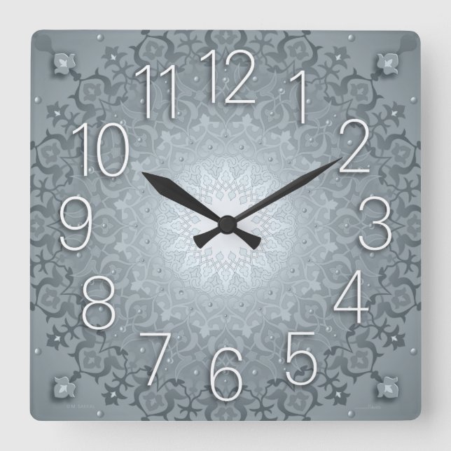 Arabesque Wall Clock grey (Front)