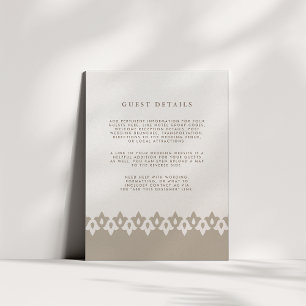 Arabesque Wedding Guest Details Card   Champagne