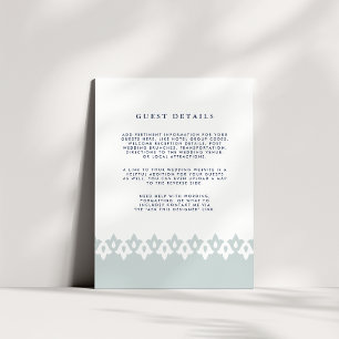 Arabesque Wedding Guest Details Card   Mist