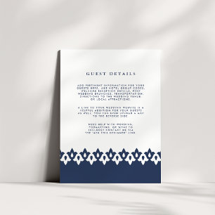 Arabesque Wedding Guest Details Card   Navy