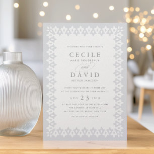 Arabesque Wedding Invitation   Silver Pearl